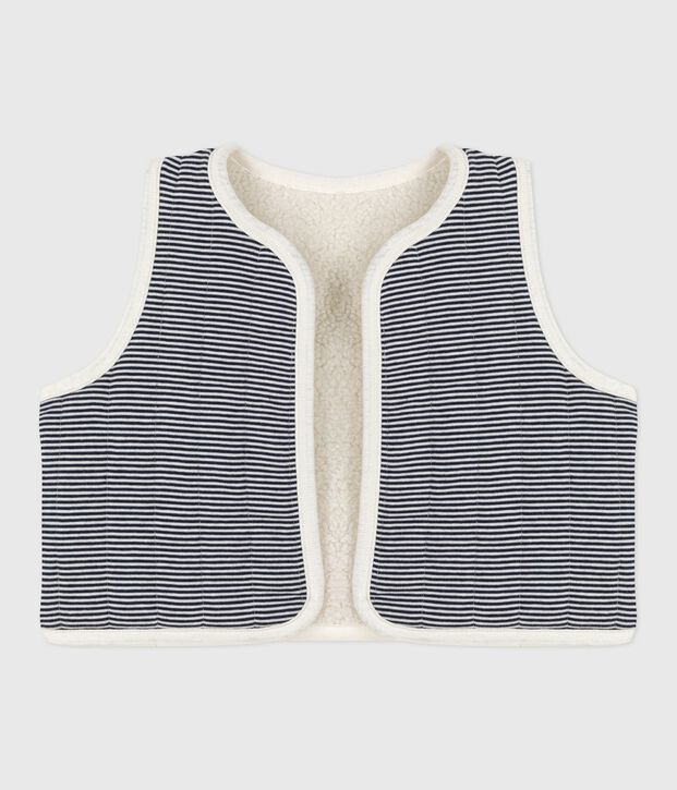 Baby-Weste aus Baumwolle mit Ringelstreifen und Sherpa naturfarben/vielfarbig