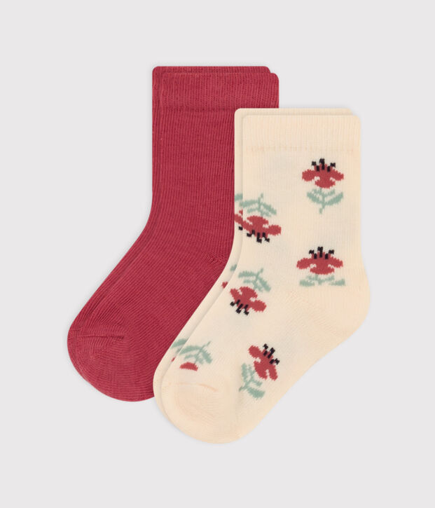 2er-Set gebl&uuml;mten Babysocken aus Baumwolljersey vielfarbig
