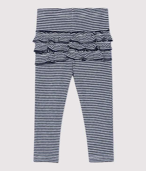 Baby-Leggings aus Baumwolle. blau/weiss