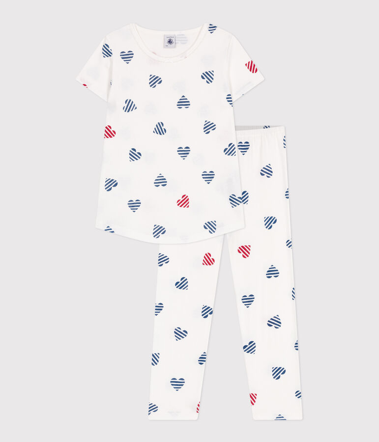 Kinder-Pyjama aus Baumwolle mit Blumenmotiv weiss/rot/vielfarbig