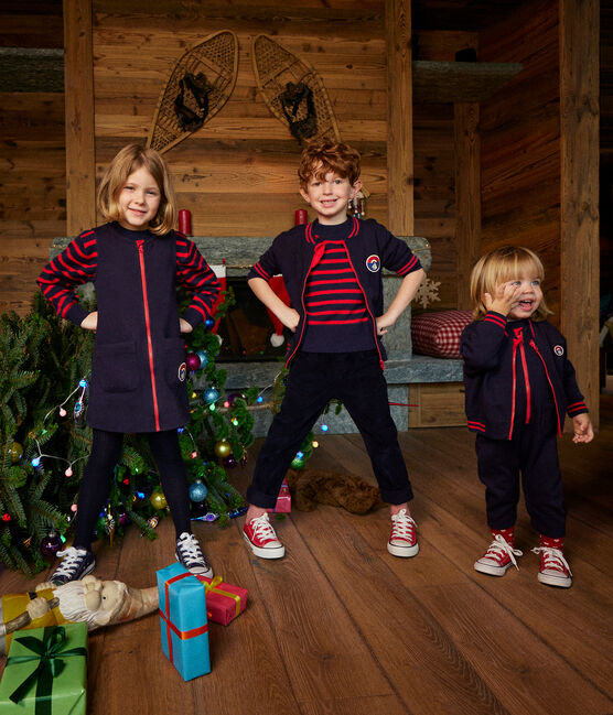 Ärmelloses Kinderkleid aus Baumwolle für Mädchen blau SMOKING