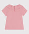 Kurzärmeliges Kinder T-Shirt aus einfarbiger Baumwolle mit Kragen rosa CHARME