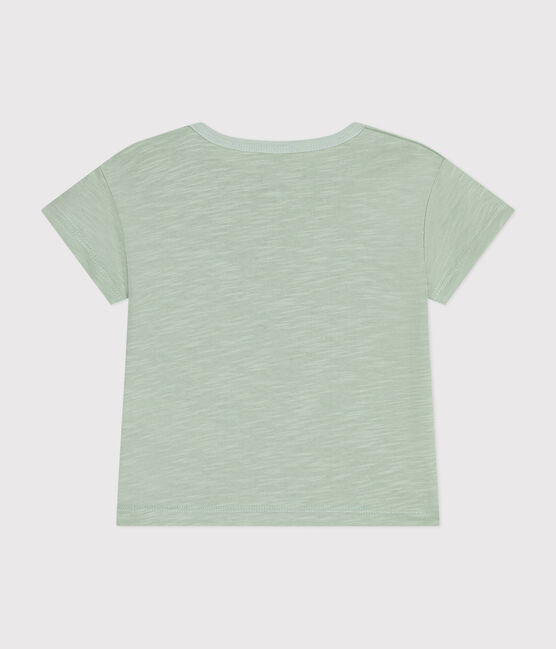 Kurzärmeliges Baby-T-Shirt aus geflammtem Jersey grün HERBIER