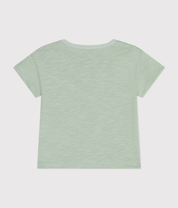 Kurz&auml;rmeliges Baby-T-Shirt aus geflammtem Jersey gr&uuml;n