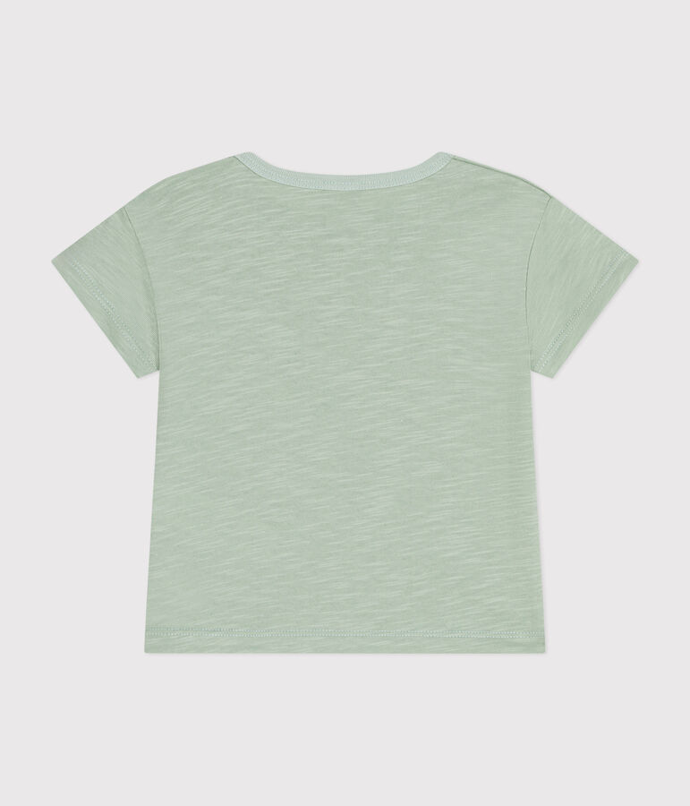 Kurz&auml;rmeliges Baby-T-Shirt aus geflammtem Jersey gr&uuml;n HERBIER