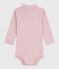 Baby-Body mit Rollkragen aus einfarbiger Baumwolle  rosa JOLI