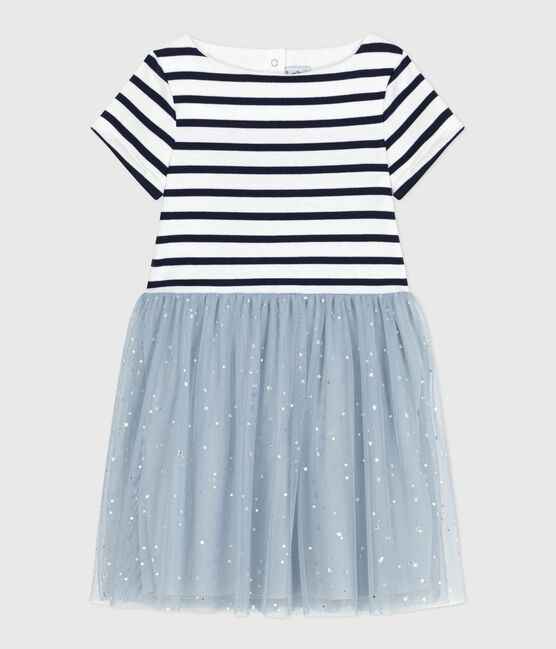 Kurzärmeliges Kinder-Kleid aus Baumwolle mit Streifen CO2/ MULTICO