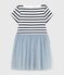 Kurzärmeliges Kinder-Kleid aus Baumwolle mit Streifen CO2/ MULTICO