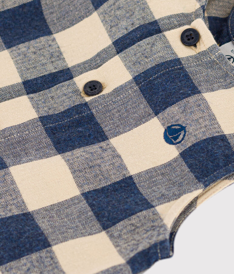 &Auml;rmelloser Baby-Overall aus Flanell blau/naturfarben