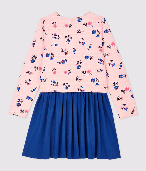 Langärmeliges Kinderkleid für Mädchen weiss MARSHMALLOW/weiss MULTICO