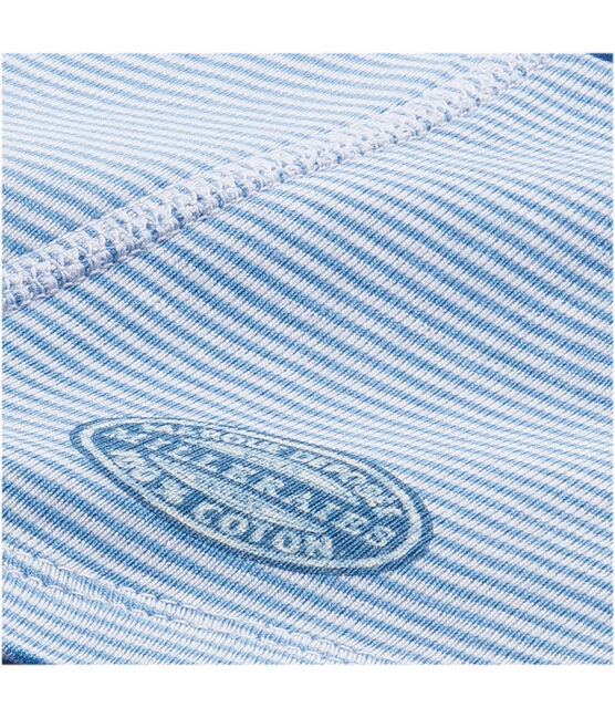 Jungen-Boxershorts mit Milleraies-Ringelmuster blau ALASKA/weiss ECUME