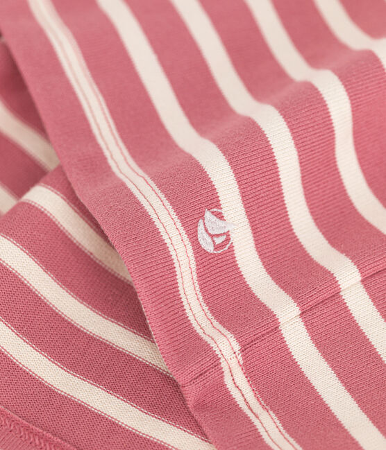 Langärmeliges Kinder-Kleid aus festem Baumwollstoff für Mädchen rosa ROSEWOOD/ AVALANCHE