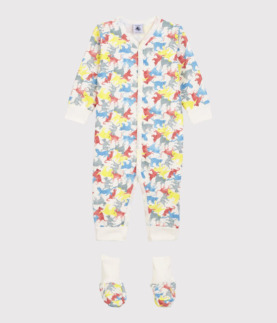 Baby-Nacht-Set aus Molton mit buntem Kätzchen-Motiv weiss MARSHMALLOW/weiss MULTICO
