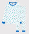 Snugfit-Kinderpyjama aus Baumwolle mit Schildkrötenmotiv weiss MARSHMALLOW/blau COOL
