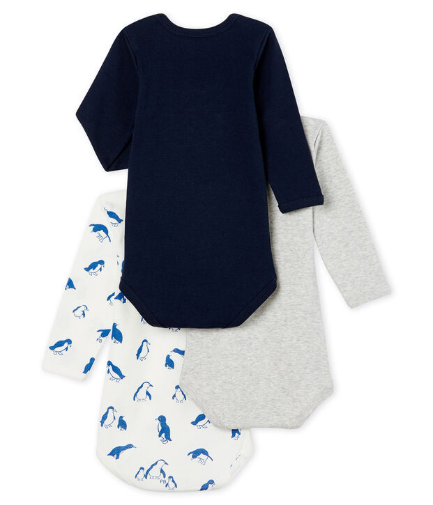 Trio lang&auml;rmelige Baby-Bodys f&uuml;r Jungen vielfarbig