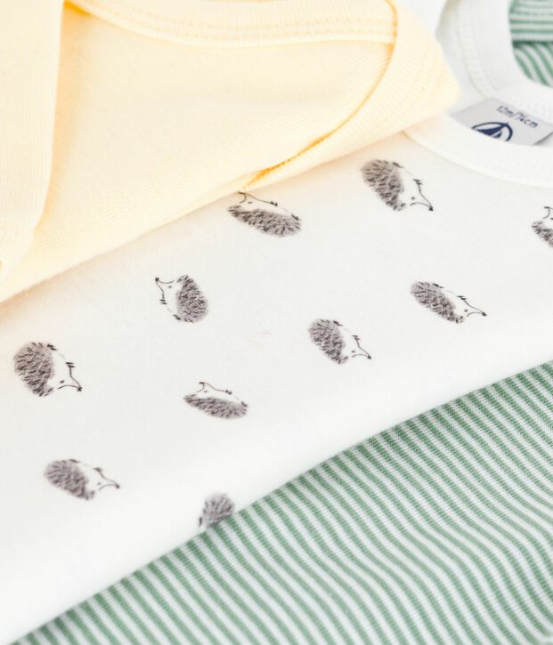 Set lang&auml;rmeliger Baby-Bodys aus Baumwolle mit Igelmotiv vielfarbig