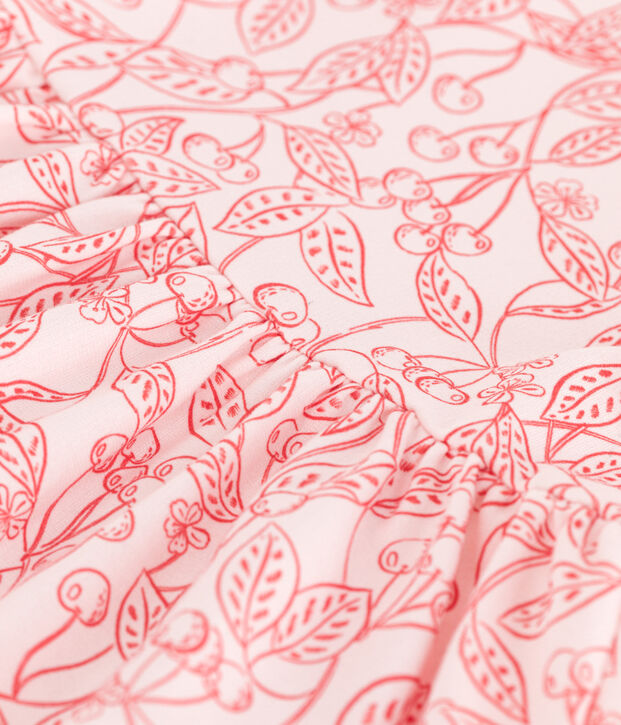 Kurz&auml;rmeliges Kinder-Kleid aus bedruckter Baumwolle rosa/rot
