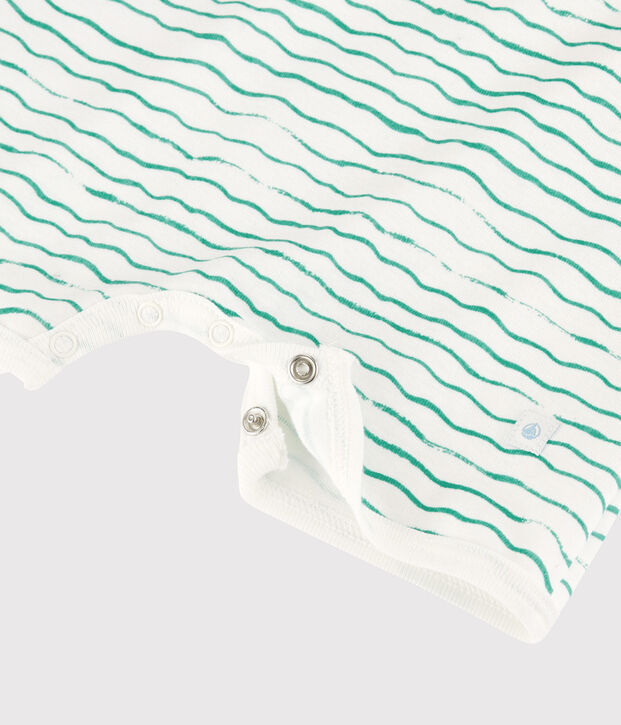 Baby-Einteiler aus Baumwolle mit Wellen-Motiv weiss/gr&uuml;n