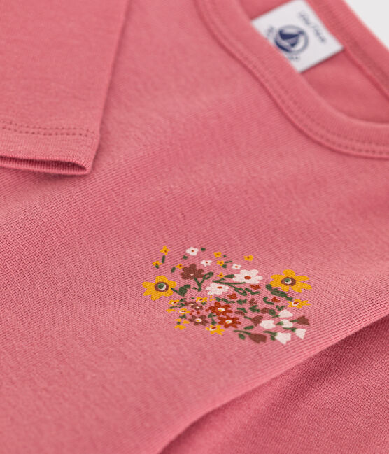 Langärmeliges Baby-T-Shirt aus Baumwolle rosa ROSEWOOD