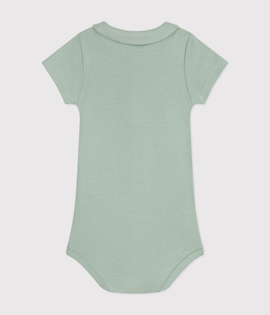 Kurzärmeliger Baby-Body mit Bubikragen aus Baumwolle grün HERBIER