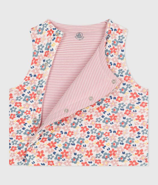 Wendbare Baby-Weste aus bedruckter Baumwolle weiss MARSHMALLOW/rosa JOLI