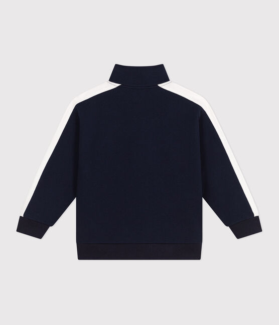 Kinder-Sweatshirt mit Reißverschluss und Stehkragen aus einfarbiger Baumwolle blau SMOKING