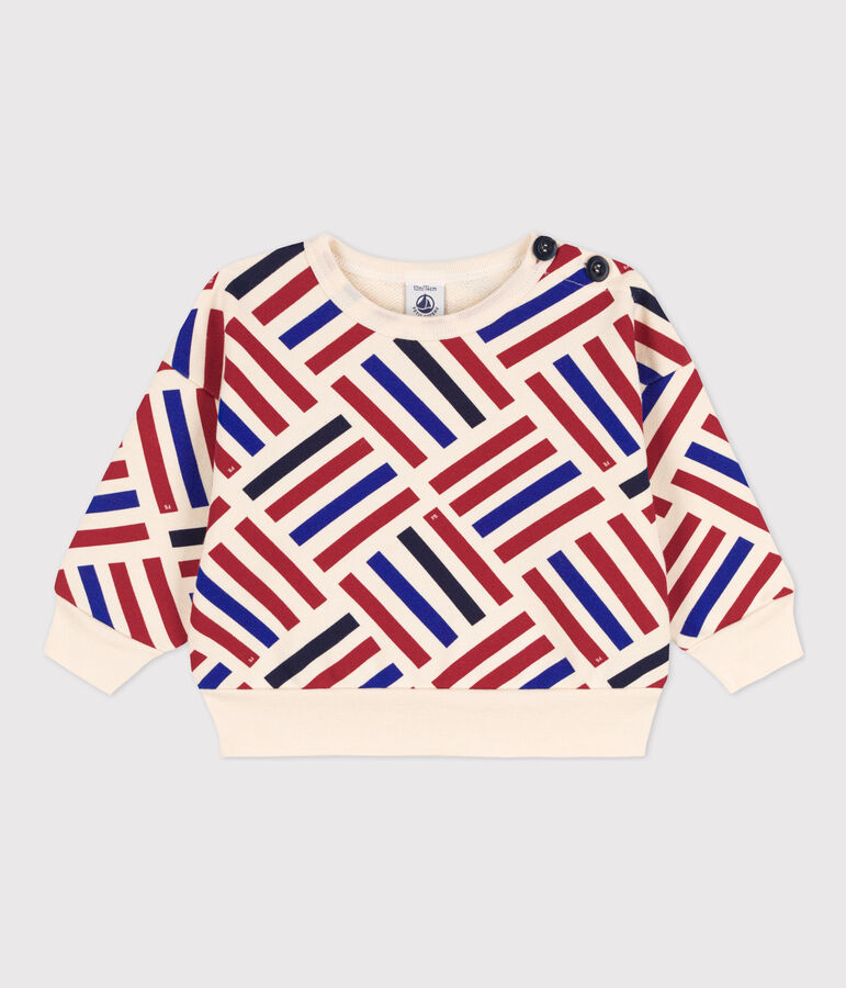 Baby-Sweatshirt aus Molton mit Printgrafik f&uuml;r Jungen naturfarben/vielfarbig