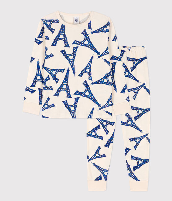Kinderpyjama Paris aus Baumwolle weiss AVALANCHE/ MULTICO