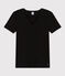 Kurzärmeliges Damen-T-Shirt L'ICONIQUE aus einfarbigem Rippstrick schwarz BLACK