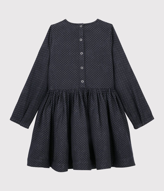 Langärmeliges Kinderkleid für Mädchen blau SMOKING/weiss MARSHMALLOW