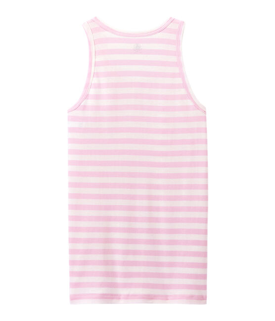 Gestreiftes Damen-Top aus Original-Rippstrick rosa BABYLONE/weiss MARSHMALLOW