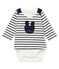 Gestreifter baby-t-shirt-body jungen weiss MARSHMALLOW/blau SMOKING