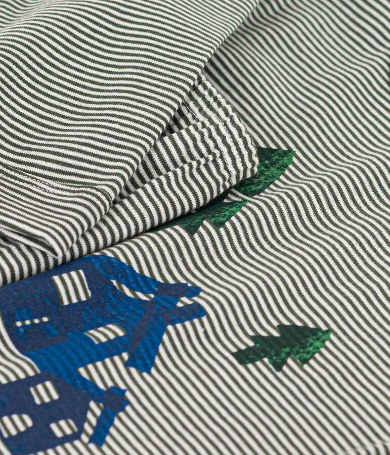 Kinderpyjama aus Baumwolle mit Streifen gr&uuml;n/weiss