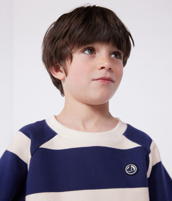Kinder Unisex-Sweatshirt aus gestreifter Baumwolle blau MEDIEVAL/ AVALANCHE
