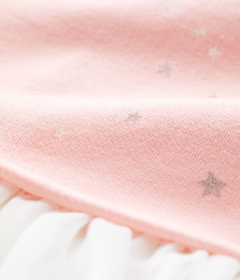 Baby-Kleid aus Molton f&uuml;r M&auml;dchen rosa/weiss