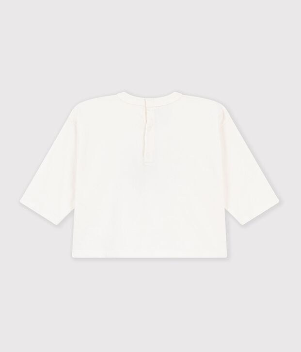 Lang&auml;rmeliges Baby T-Shirt aus einfarbiger Baumwolle mit Motiv MILK