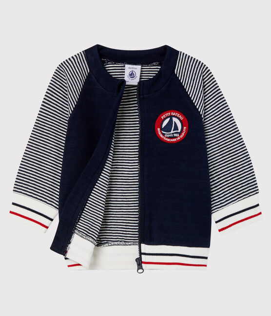 Teddyjacke aus Doppeljersey für Jungen blau SMOKING/weiss MARSHMALLOW