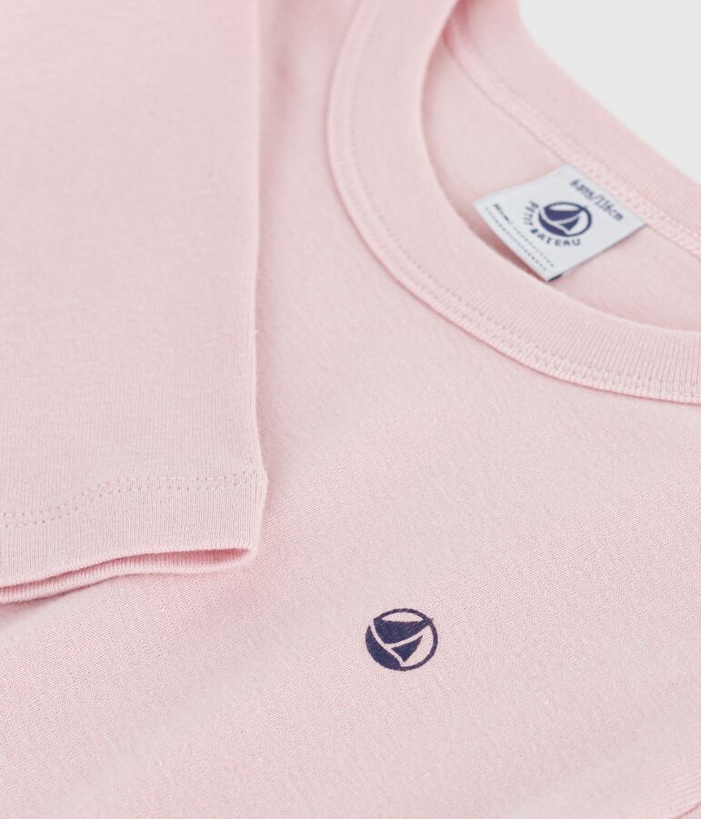 Lang&auml;rmeliges Kinder-T-Shirt aus einfarbiger Baumwolle rosa