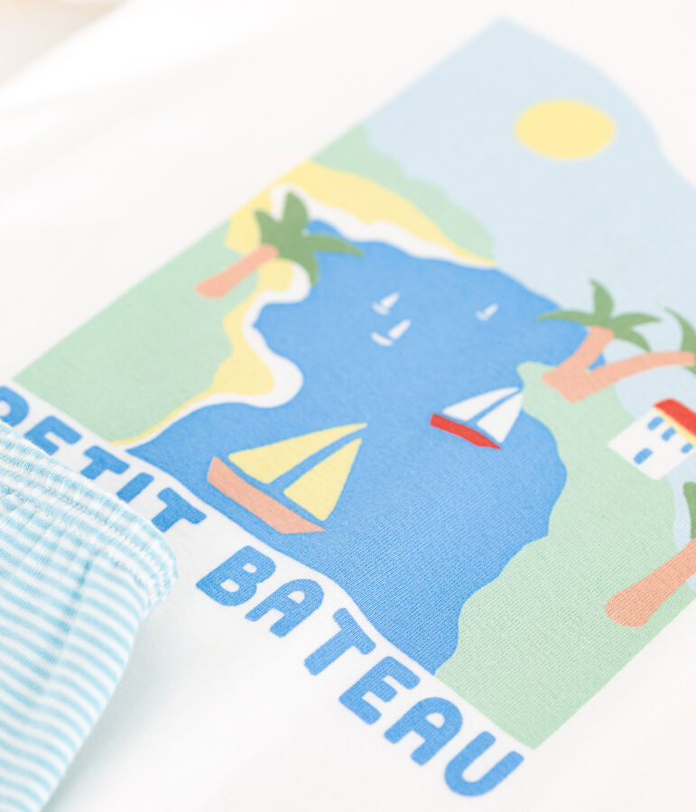 Kinder-Kurzpyjama aus Baumwolle weiss/vielfarbig