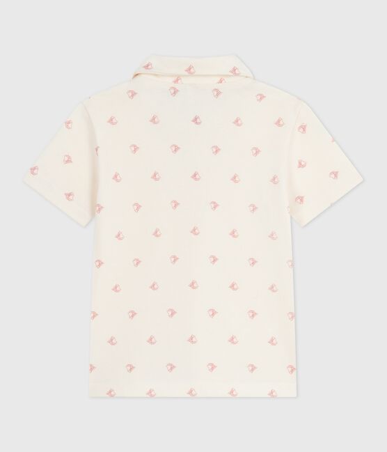 Kurzärmeliges Kinder-Poloshirt aus bedruckter Baumwolle rot MILK/ POMPEI