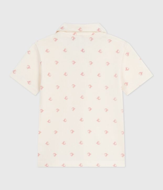 Kurz&auml;rmeliges Kinder-Poloshirt aus bedruckter Baumwolle rot/rot