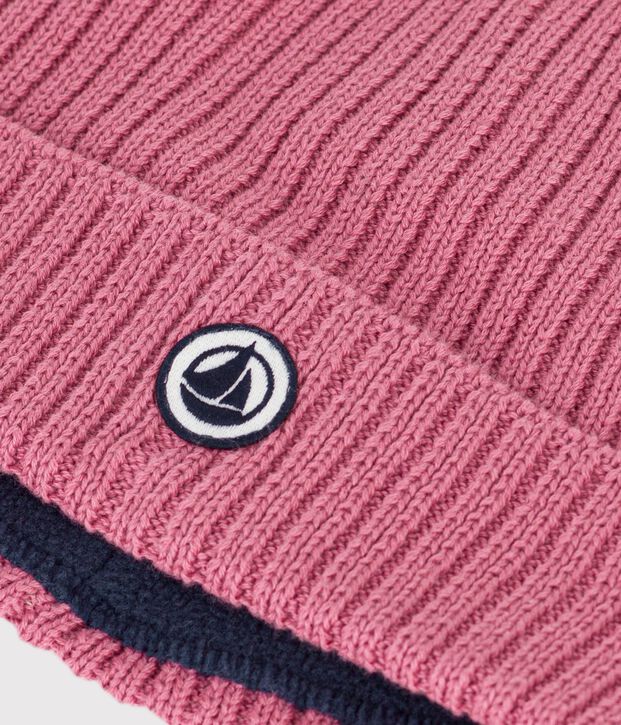 Kinder-Strickm&uuml;tze mit Fleece gef&uuml;ttert rosa