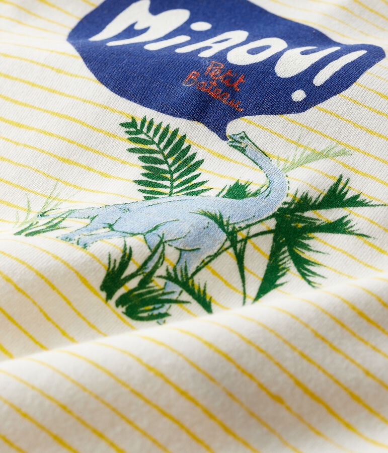 Baby-Strampler aus Rippstrick weiss MARSHMALLOW/gelb SHINE