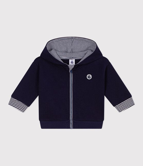 Baby-Kapuzensweatshirt aus Baumwolle mit Streifenverzierungen blau SOIR