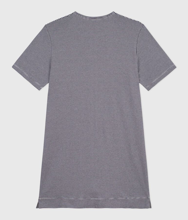 Kurz&auml;rmeliges Damen-Nachthemd aus Baumwolle mit Streifen blau SMOKING/weiss MARSHMALLOW