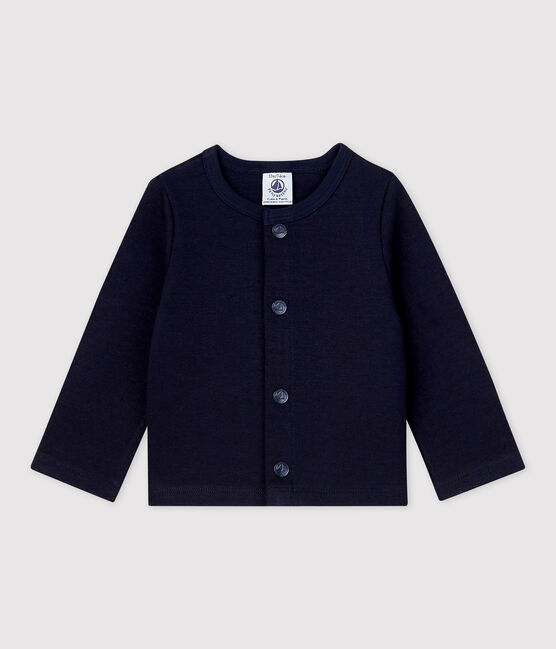 Baby-Cardigan aus dickem, unifarbenem Bio-Jersey blau SMOKING