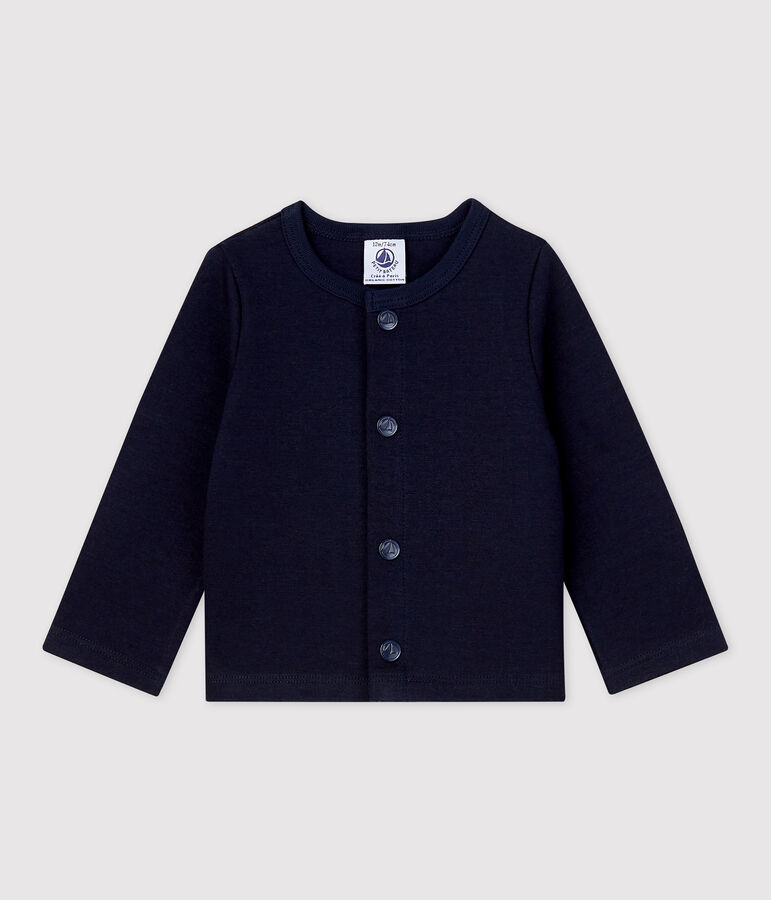 Baby-Cardigan aus dickem, unifarbenem Bio-Jersey blau