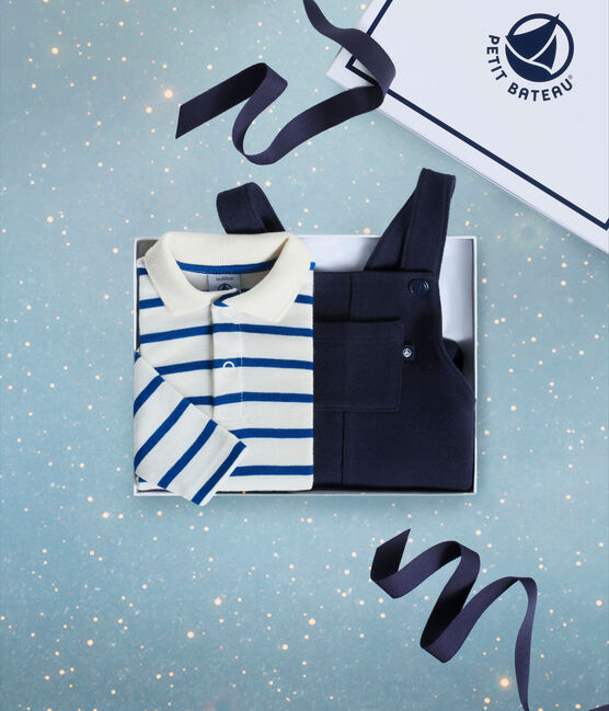 Baby-Geschenkset aus Baumwolle: Latzhose und Body variante 1