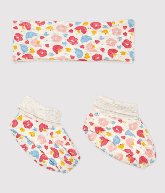 Set mit Haarband und Schuhen aus Bio-Baumwolle mit Blumenmuster für Mädchen variante 1