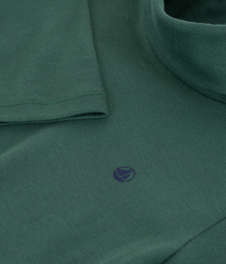 Kinder-Rollkragenshirt aus einfarbiger Baumwolle gr&uuml;n